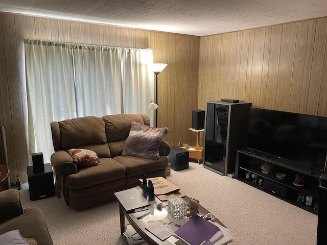 9 N Michigan Ave, Shelby, MI 49455 - living room featuring carpet flooring and wooden walls