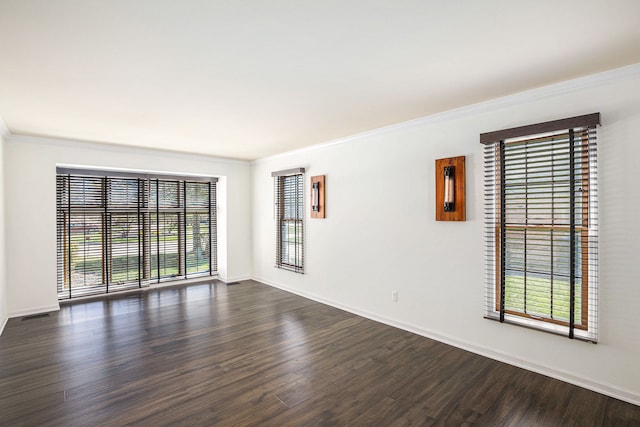 3331 Salem Ct, Rochester Hills, MI 48306 - spare room featuring ornamental molding, healthy amount of natural light, dark wood-style floors, and baseboards