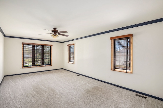 3331 Salem Ct, Rochester Hills, MI 48306 - unfurnished room with ceiling fan, baseboards, plenty of natural light, carpet floors, and crown molding