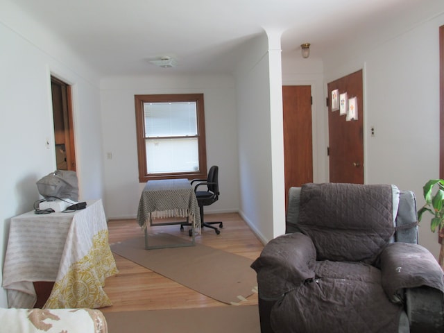living area with wood finished floors