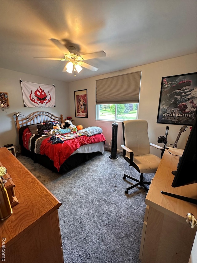 790 Vivian Ln, Oxford, MI 48371 - bedroom with carpet floors and a ceiling fan