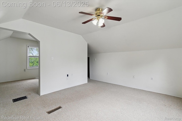 1976 Bacon Ave, Berkley, MI 48072 - bonus room featuring carpet, lofted ceiling, a ceiling fan, and arched walkways