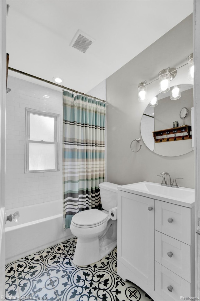 1976 Bacon Ave, Berkley, MI 48072 - full bathroom featuring vanity, shower / bath combination with curtain, and tile patterned flooring