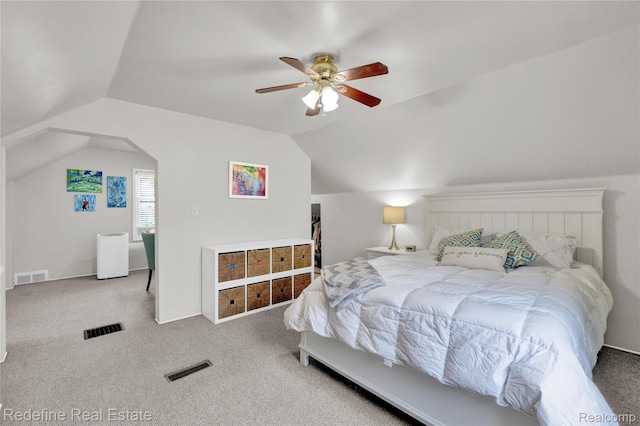 1976 Bacon Ave, Berkley, MI 48072 - bedroom with carpet flooring, lofted ceiling, and a ceiling fan
