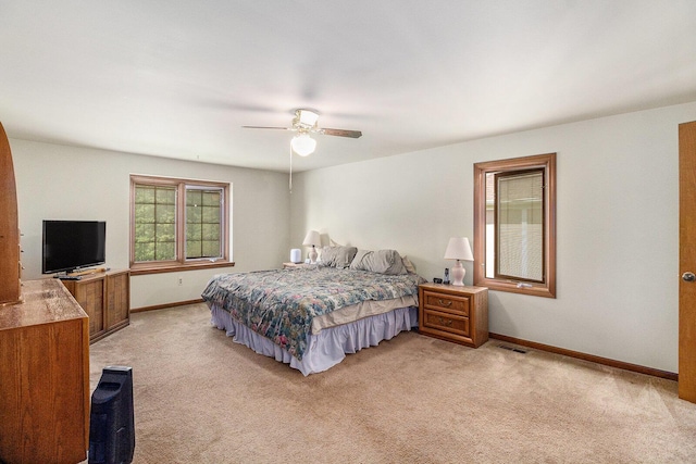41925 Waterwheel Rd, Northville, MI 48168 - bedroom with light carpet and a ceiling fan