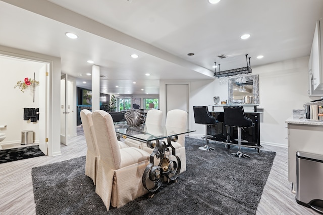 4749 Tara, West Bloomfield, MI 48323 - living area with a dry bar, light wood-style flooring, recessed lighting, and baseboards