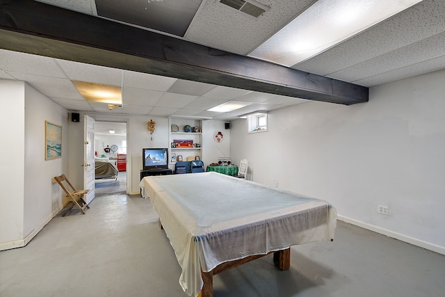 804 E Avon Rd, Rochester Hills, MI 48307 - recreation room with billiards, concrete floors, baseboards, and a drop ceiling