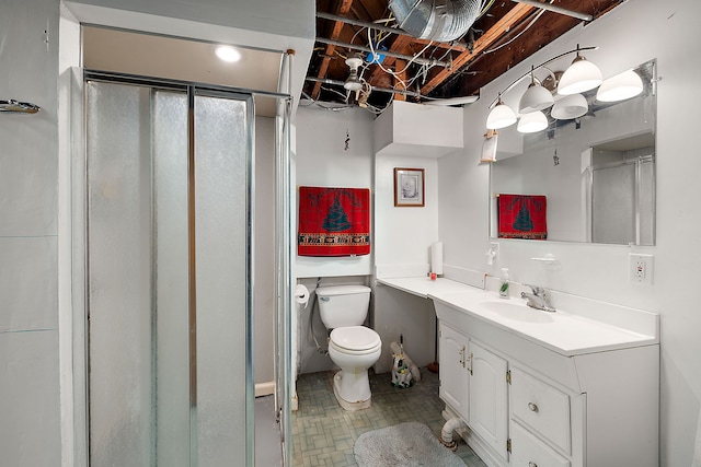 804 E Avon Rd, Rochester Hills, MI 48307 - full bathroom featuring a stall shower, vanity, and toilet
