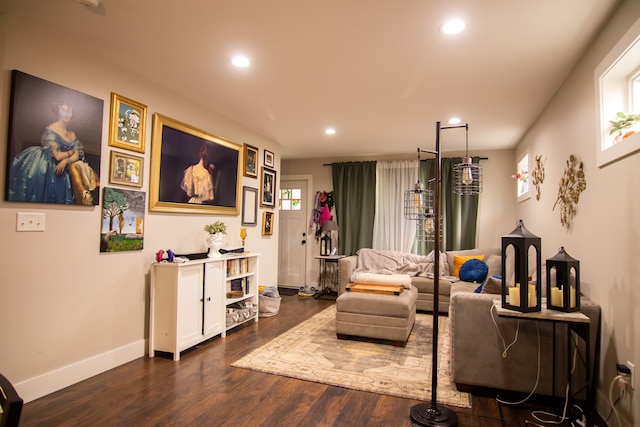 1226 E Bernhard Ave, Hazel Park, MI 48030 - living room with recessed lighting, dark wood-style flooring, and baseboards