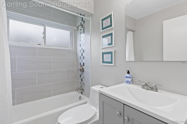 24371 Grove Ave, Eastpointe, MI 48021 - full bathroom featuring vanity, shower / tub combo, and toilet