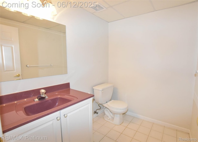 8342 Islandview Ct, Brighton, MI 48114 - half bathroom featuring vanity, toilet, tile patterned flooring, and baseboards