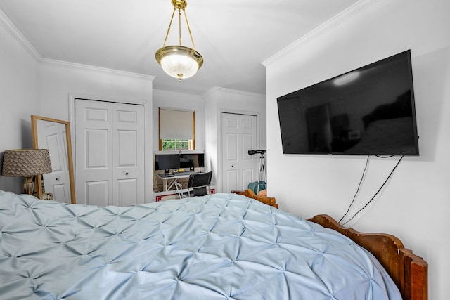 8911 Manor Ave, Allen Park, MI 48101 - bedroom featuring multiple closets and crown molding