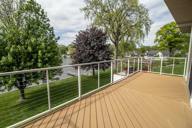 13496 S Horrell Rd, Fenton, MI 48430 - wooden deck featuring a water view and a yard
