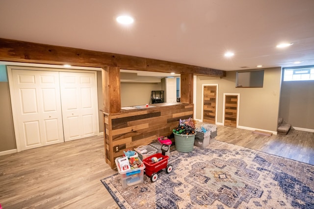 2366 Grange Rd, Trenton, MI 48183 - playroom featuring wood finished floors, recessed lighting, and baseboards