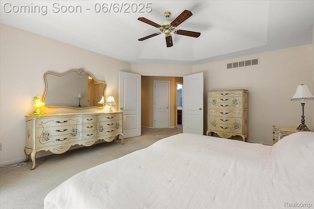 53629 Wayburn Ct, Utica, MI 48315 - bedroom with light colored carpet, a ceiling fan, and baseboards