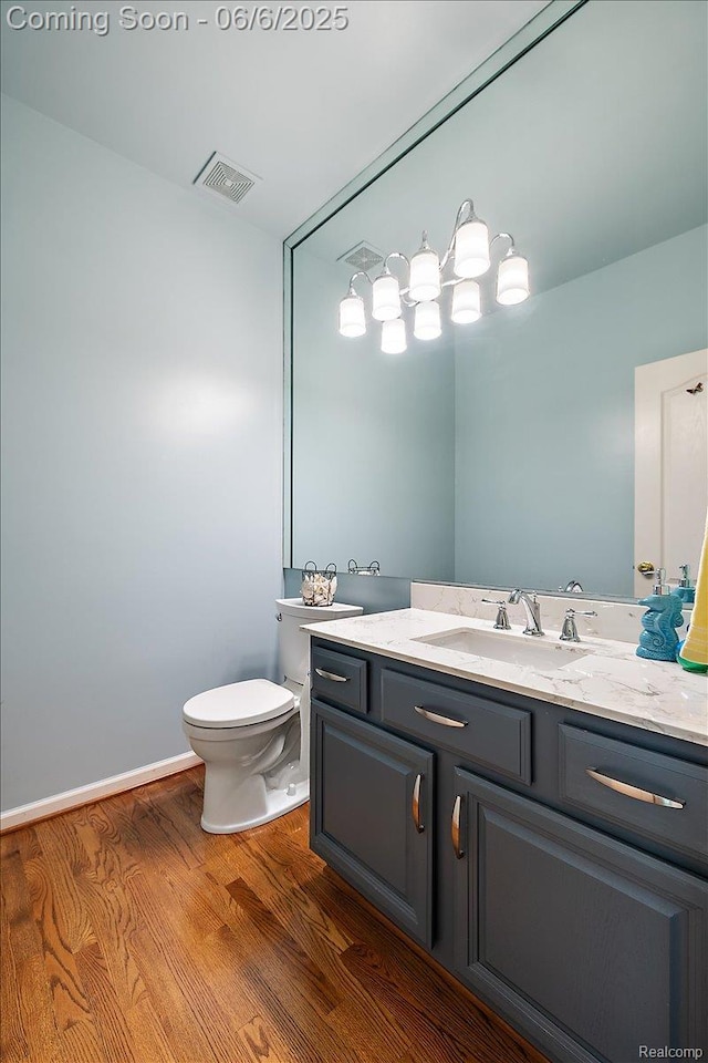 53629 Wayburn Ct, Utica, MI 48315 - bathroom with vanity, toilet, and wood finished floors