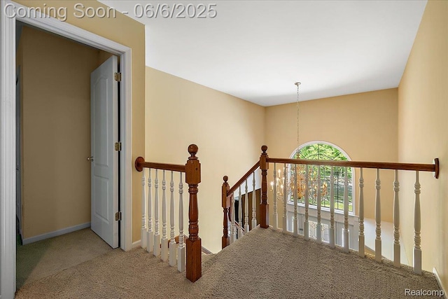 53629 Wayburn Ct, Utica, MI 48315 - hallway with carpet flooring, an upstairs landing, and baseboards