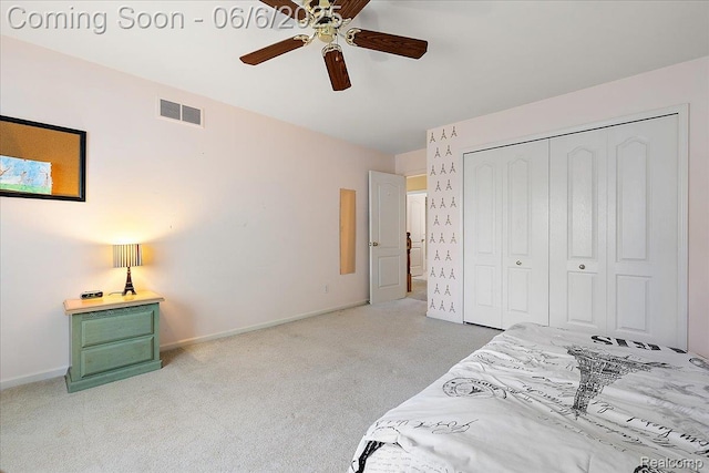 53629 Wayburn Ct, Utica, MI 48315 - carpeted bedroom with a closet, baseboards, and ceiling fan
