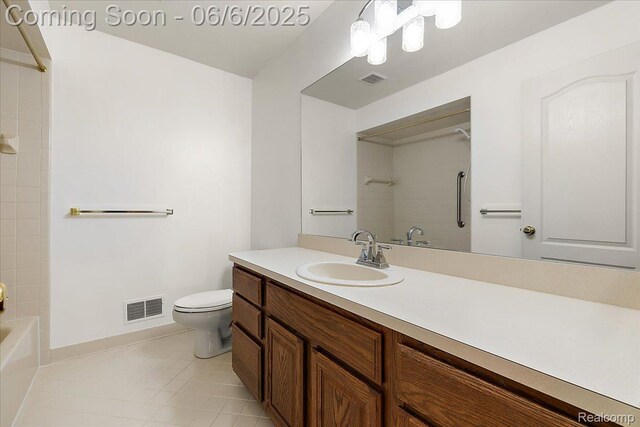 53629 Wayburn Ct, Utica, MI 48315 - bathroom featuring toilet, vanity, tile patterned floors, and washtub / shower combination