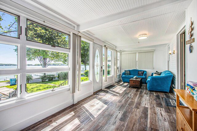 61564 Park St, Cassopolis, MI 49031 - sunroom / solarium with wood finished floors and a water view