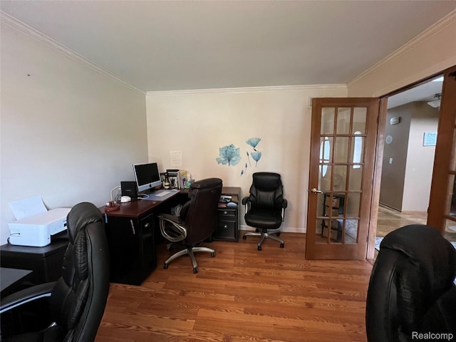 15743 Greenview, Fraser, MI 48026 - home office with wood finished floors, ornamental molding, and baseboards