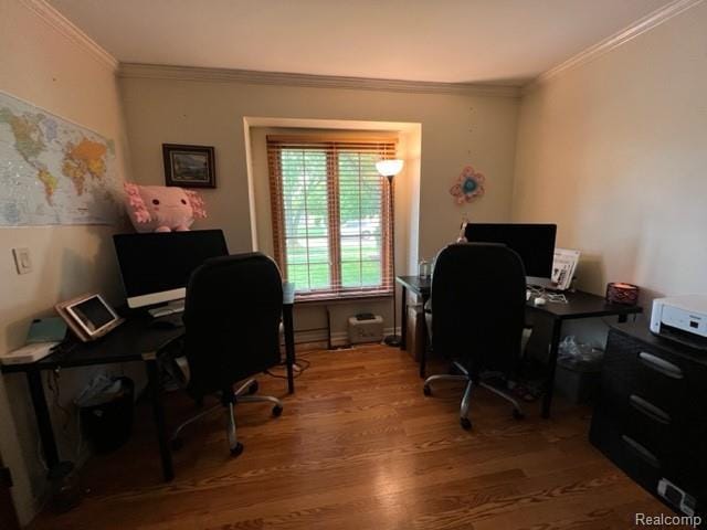 15743 Greenview, Fraser, MI 48026 - home office featuring wood finished floors and crown molding