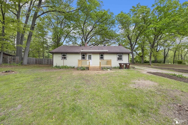 6505 Clover Ln, Lambertville, MI 48144 - back of house featuring a deck and a chimney