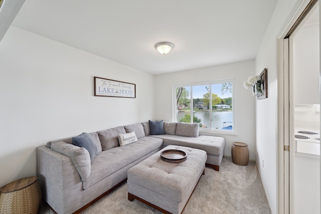 3732 Loch Dr, Highland, MI 48357 - living room featuring a water view and carpet floors