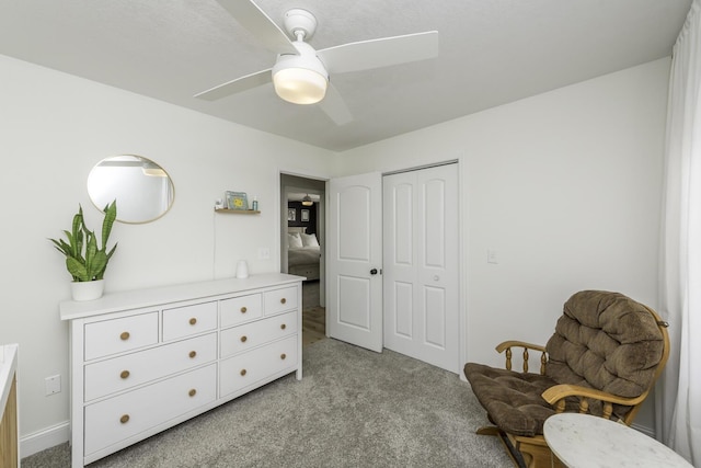 9561 Springville Hwy, Onsted, MI 49265 - living area featuring light carpet and a ceiling fan