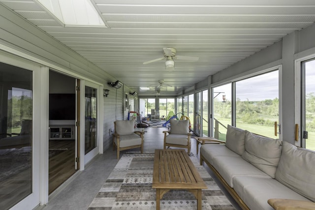 9561 Springville Hwy, Onsted, MI 49265 - sunroom / solarium with outdoor lounge area, a ceiling fan, and healthy amount of natural light