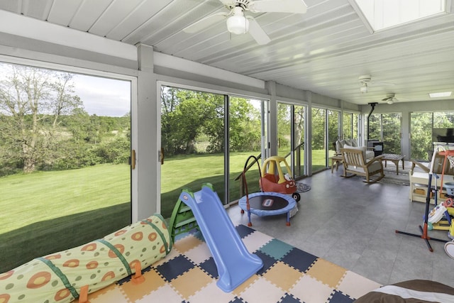 9561 Springville Hwy, Onsted, MI 49265 - sunroom with a ceiling fan