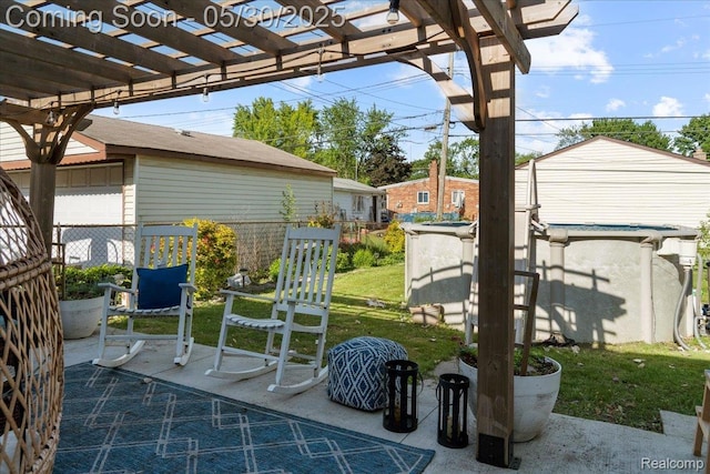 771 Easley Dr, Westland, MI 48186 - view of patio featuring a pergola and an outbuilding