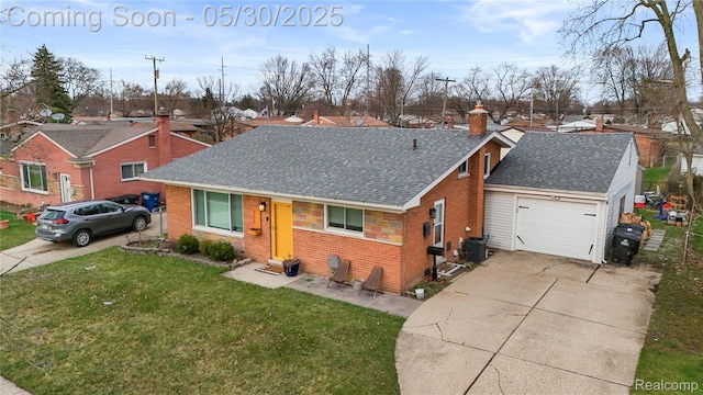 771 Easley Dr, Westland, MI 48186 - view of front of property with brick siding, roof with shingles, an attached garage, driveway, and a front yard