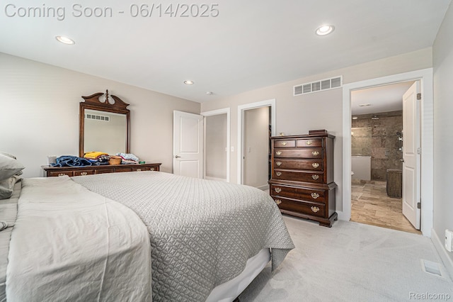 4715 Mandalay Ave, Royal Oak, MI 48073 - bedroom featuring light colored carpet, recessed lighting, and ensuite bath