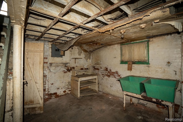 17257 Moenart St, Hamtramck, MI 48212 - unfinished basement with electric panel and a sink