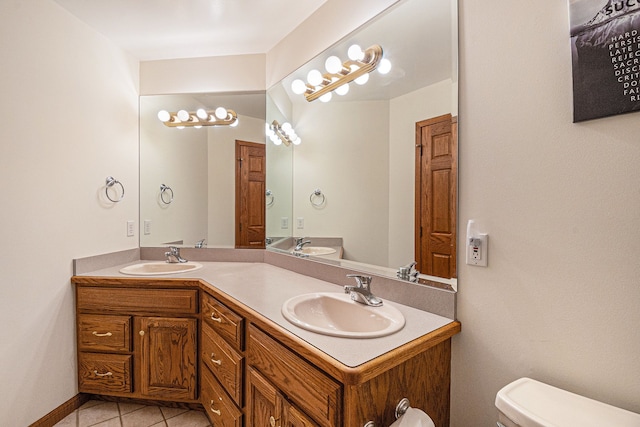 1506 Golfside Ct, Flushing, MI 48433 - bathroom with toilet, tile patterned flooring, and double vanity