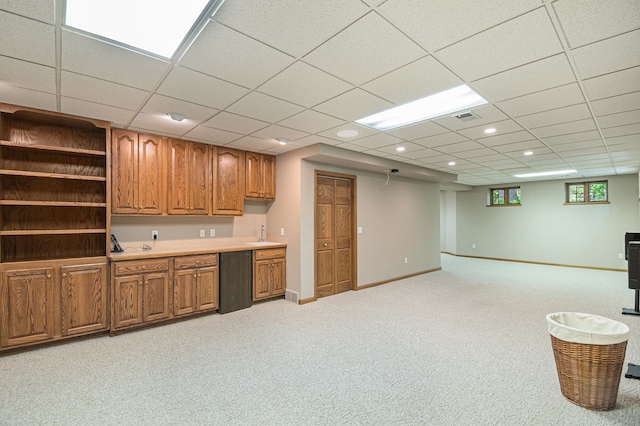1506 Golfside Ct, Flushing, MI 48433 - bar with light colored carpet, baseboards, and a sink