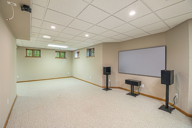 1506 Golfside Ct, Flushing, MI 48433 - carpeted cinema with baseboards, recessed lighting, and a paneled ceiling