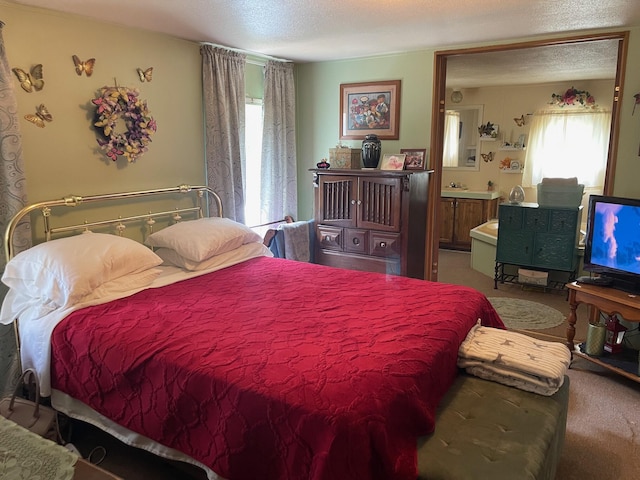 21576 Caberfae Hwy, Wellston, MI 49689 - carpeted bedroom with multiple windows and a textured ceiling