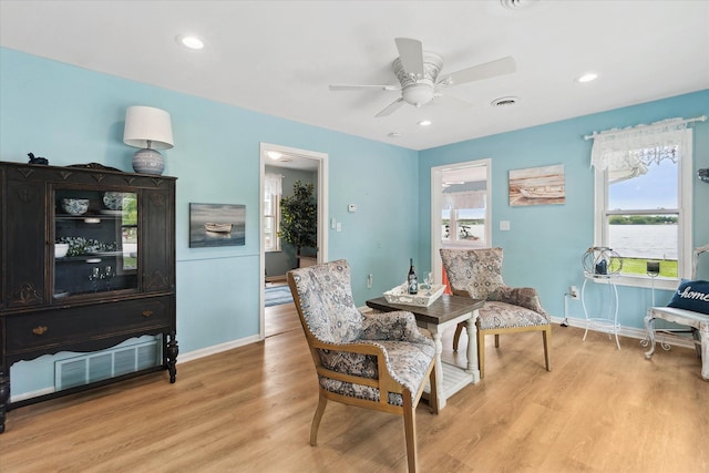 3761 Hunt Rd, Lapeer, MI 48446 - living area with wood finished floors, baseboards, a ceiling fan, and recessed lighting