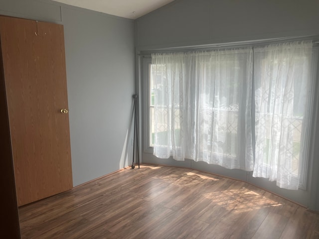 515 E Pond Vw, Morrice, MI 48857 - spare room with wood finished floors and vaulted ceiling