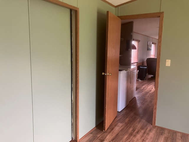 515 E Pond Vw, Morrice, MI 48857 - corridor featuring wood finished floors and crown molding