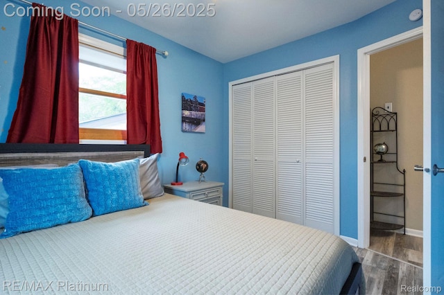 638 Glenwyth Rd, Brighton, MI 48116 - bedroom featuring a closet, wood finished floors, and baseboards