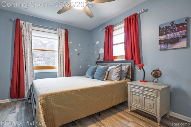 638 Glenwyth Rd, Brighton, MI 48116 - bedroom with wood finished floors, baseboards, and ceiling fan