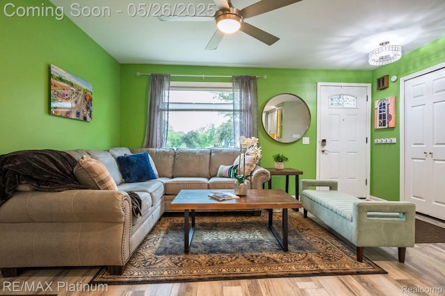 638 Glenwyth Rd, Brighton, MI 48116 - living room featuring wood finished floors and a ceiling fan
