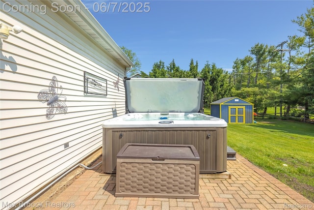 9863 Marshall Rd, South Lyon, MI 48178 - view of patio featuring a hot tub