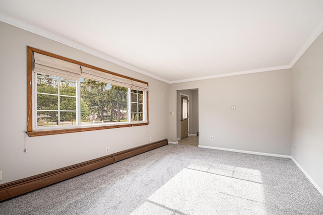 823 W Park Dr, Niles, MI 49120 - carpeted empty room featuring baseboard heating, ornamental molding, and baseboards