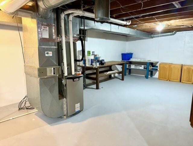 unfinished below grade area with heating unit