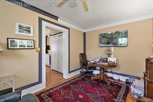 16109 E Jefferson Ave, Grosse Pointe Park, MI 48230 - home office featuring wood finished floors, crown molding, and baseboards