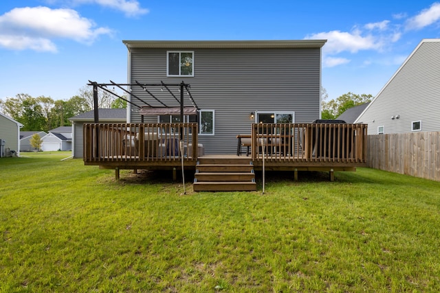 25596 Forest Dr, Mattawan, MI 49071 - rear view of house featuring a deck and a pergola